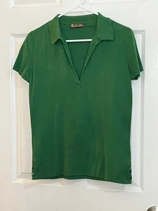 Loro Piana Green Knit Top Italy Size 48 For Repair Buttons Label Authentic - Picture 1 of 15