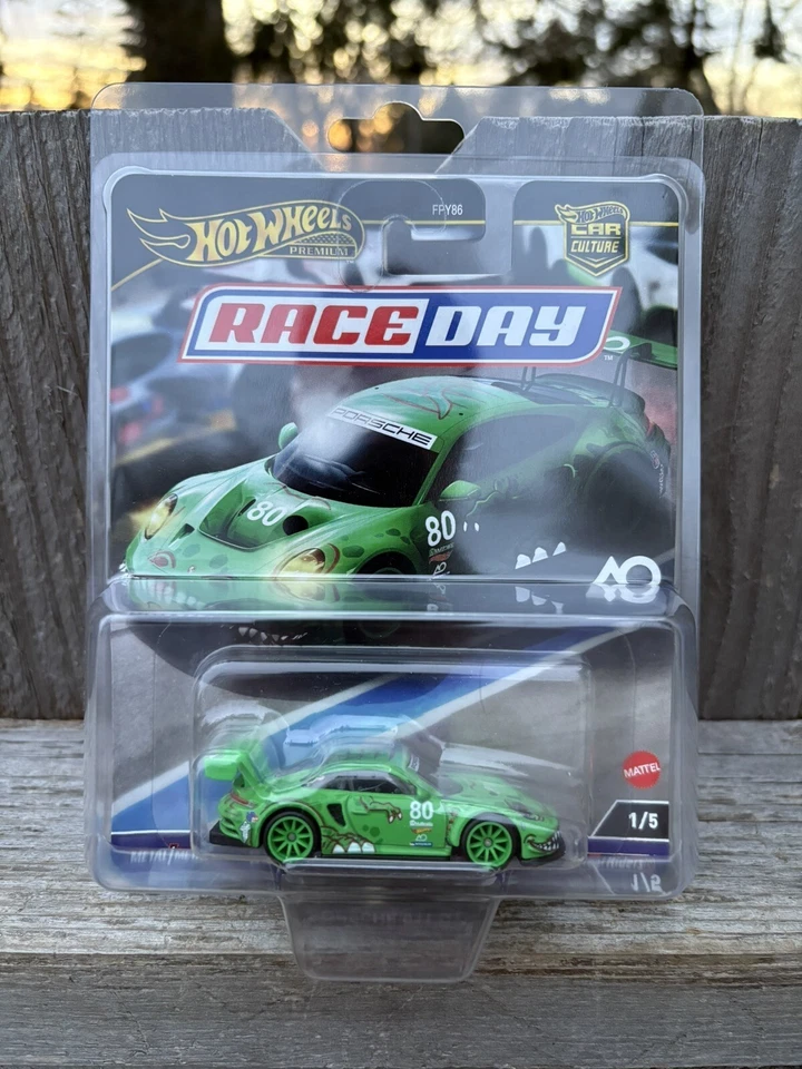 Hot Wheels Porsche 911 GT3 R AO Racing Rexy Race Day + FUNDA PROTECTORA FPY86-D Foto 1 de 1