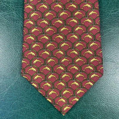 Corbata de Seda Brooks Brothers Makers Delfines Estampado Geométrico Clásica Hecha en EE. UU. Foto 1 de 4