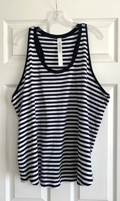 Lululemon Love Tank Womens Size 20 Navy Blue White Stripe Racerback Athletic - Image 1 of 4