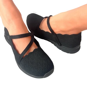 Skechers Memory Foam Womens Sz 7 Comfort Casual Black Fabric Mary Jane Flat Shoe - Picture 1 of 11