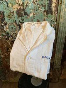 Vintage 1950s 1960s Angelica Cotton White Medical Uniform Chore Coat Medium - Picture 1 of 5
