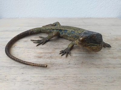 Wiener Bronze Echse Leguan farbig gefasst um 1900 - Bild 1 von 4