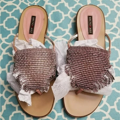 BRUNO MAGLI RHINESTONE THONG SANDALS EUC SIZE 38 - Image 1 of 4