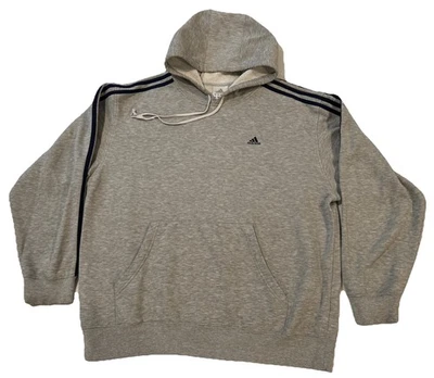 Adidas Sudadera con Capucha Gris 3 Rayas Pullover Logo Atletismo Ropa de Calle Grande Foto 1 de 4
