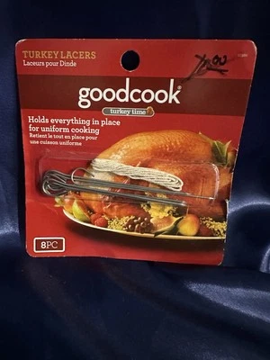 8 Piece GoodCook TURKEY LACERS Set- Poultry Stuffing Pins + String Cord NEW - Image 1 of 3