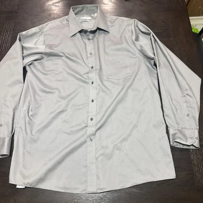 Camisa masculina Joseph Abboud com botões 17 1/2 36/37 alta cinza manga longa - Imagem 1 de 4