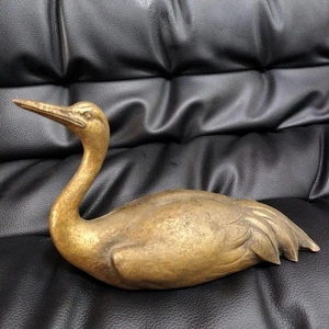 Estatua de bronce grúa de 7,8 pulgadas de ancho estatuilla de metal japonesa - Imagen 1 de 5