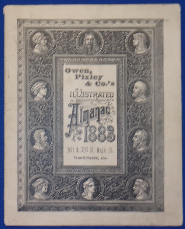 Rare Bloomington, IL Almanac: OWEN, PIXLEY & Co's ILLUSTRATED ALMANAC FOR 1883. Foto 1 de 4