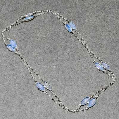 Collar Joyería Cadena Regalo Moda Hecho a Mano Piedras Preciosas Ópalo Lechoso Rosa 36" SR 405 Foto 1 de 4