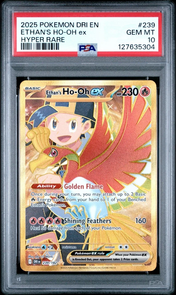 2025 POKEMON DRI EN-DESTINED RIVALS HYPER RARE #239 ETHAN'S HO-OH EX PSA 10 #239 - Image 1 of 2