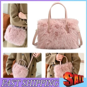 Women Faux Fur Crossbody Bag Adjustable Strap Handbag Clutch Purse Satchel Purse - Picture 1 of 24