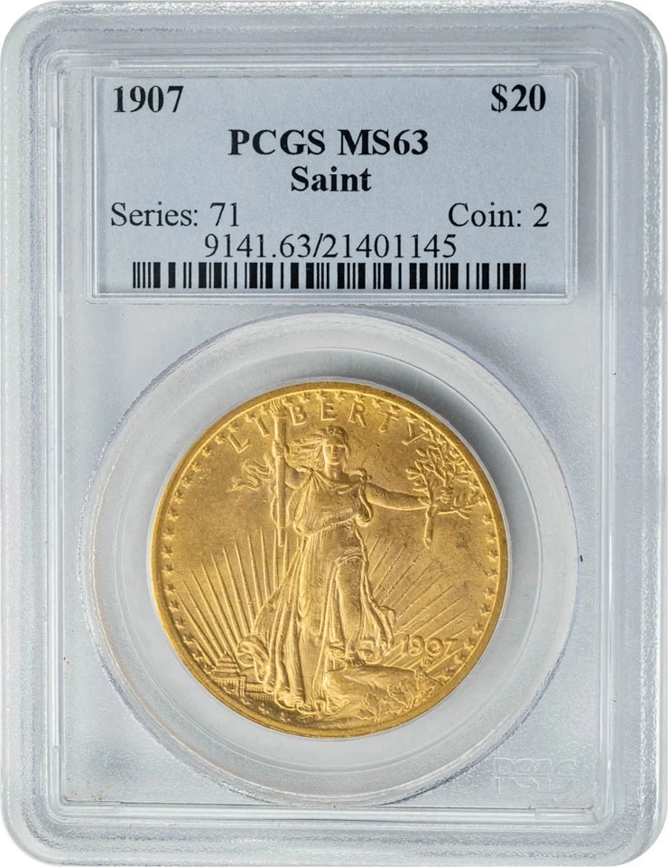 Oro Saint Gaudens 1907 $20 MS63 PCGS 950456-1 Foto 1 de 4