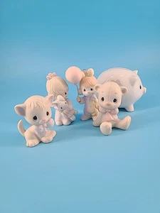 Lote de 5 estatuillas Enesco Precious Moments años 80 gato oso cerdo conejito payaso - Imagen 1 de 7