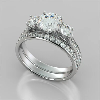 14K White Gold Round Cut Lab Grown Bridal Engagement Ring for Women 2.76 Ct - Image 1 of 4