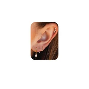 Gold Hoop Earrings for Women Hypoallergenic - 14K Gold Plated Dainty Stud Ear... - Picture 1 of 9