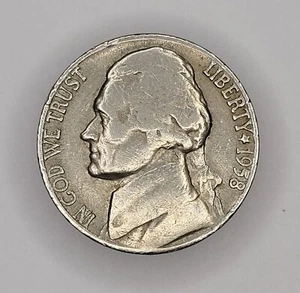 1958 D ÜBER D VARIANTE JEFFERSON NICKEL MÜNZE #49.1 - Bild 1 von 5