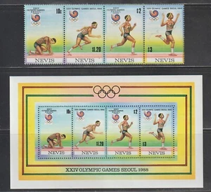 Nevis Stamps Scott 569 - 569a MNH F-VF 1988 Summer Olympics Seoul - Picture 1 of 2