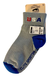 GK GO USA!! UNISEX KIDS 7-9 QUARTER/ANKLE SOCKS RED WHITE BLUE USA GRAPHICS NWT! - Picture 1 of 4