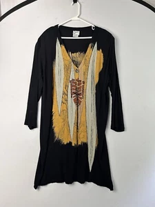 Midnight Velvet Black Art To Wear Multi Colored Long Duster Jacket Lightweigt XL - Picture 1 of 9