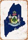 Metallschild - Maine Staatsflagge Design -- Vintage Look