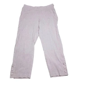 J Jill Leinen Stretch Hose Gr. M Cropped Knopf Knöchelsaum Seitenreißverschluss Flieder Lila - Bild 1 von 11