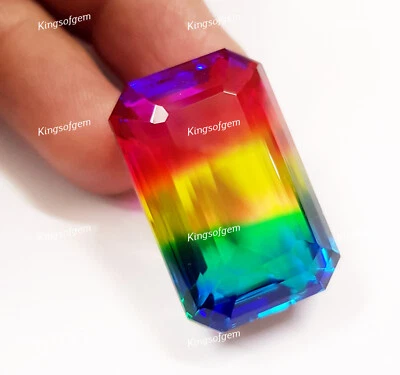 80 Ct Doublet Glass Stone Multi Color Tourmaline Emerald Stone Loose Gemstone - Image 1 of 4