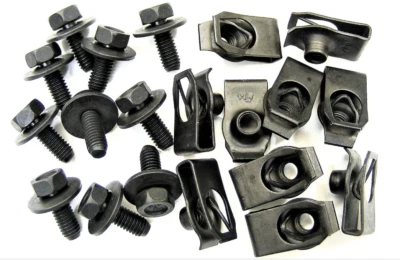 Pernos de cuerpo Datsun y clips de tuerca en U - M6-1,0 x 16 mm de largo - 10 mm hexagonal - 20 piezas (10ea) #379 Foto 1 de 4