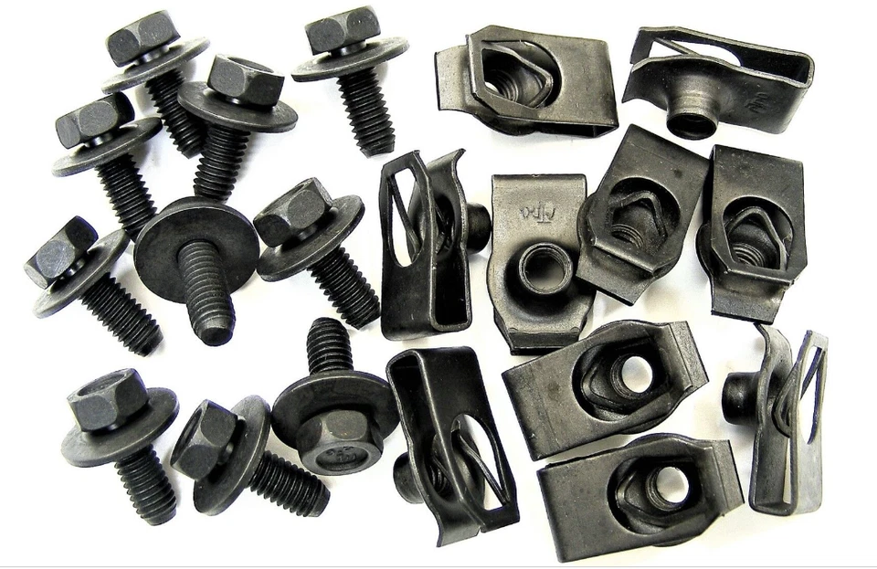 Pernos de cuerpo Datsun y clips de tuerca en U - M6-1,0 x 16 mm de largo - 10 mm hexagonal - 20 piezas (10ea) #379 Foto 1 de 4