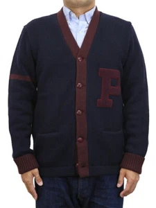 Cárdigan Polo Ralph Lauren Manga Larga Lana Letterman con 'P' - Azul Marino con Vino - Imagen 1 de 6