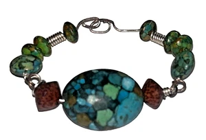Handgefertigtes Türkis Draht Armband Boho Kunsthandwerk Schmuck Southwest Style🛍️ - Bild 1 von 3