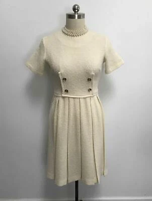 Vestido de Colección Años 50 60 Normay Fit That Flatters Boucle' Mohair Crema Secretaria talla 12 Foto 1 de 4