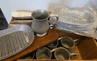 VINTAGE ARMATALE Pewter Tankards & Plates Steak Serving Set For 8-24 Pieces - Image 1 of 4