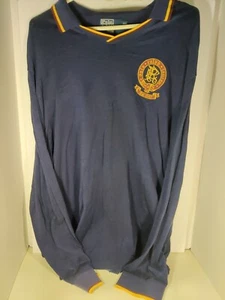 Vintage Polo Ralph Lauren Navy Blue Cotton Logo Longsleeve Shirt Mens XX Large - Picture 1 of 7