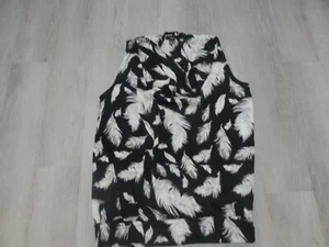 Top para mujer talla 18/20 negro elegante sin mangas de Lane Bryant *patrón de plumas* - Imagen 1 de 6
