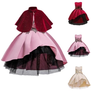 Chirstmas Kids Flower Girls Bolero Princess Dress Shrug Cape Party Wedding Gown - Picture 1 of 24