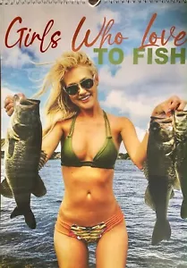 More details for girls who love to fish calendar 2024 large (297mm x 420mm) wall a3 new  sealed