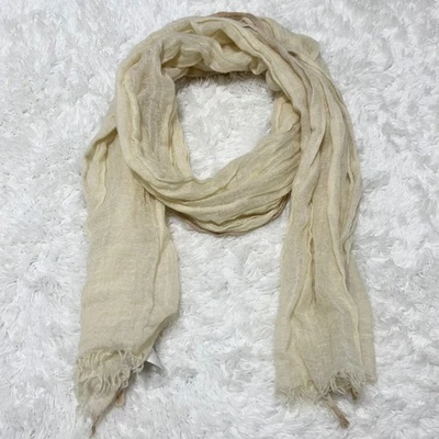 Brunello Cucinelli 真丝羊绒 Stole 围巾 大号 羊绒 米色 意大利 — 第 1/4 张图片