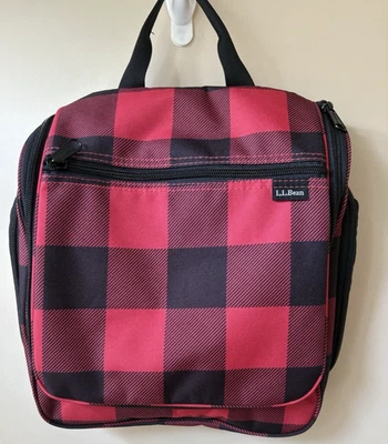 LL Bean Cosméticos Artículos de Aseo Organizador Bolsa de Viaje Rojo Tartán Cuadros Foto 1 de 4