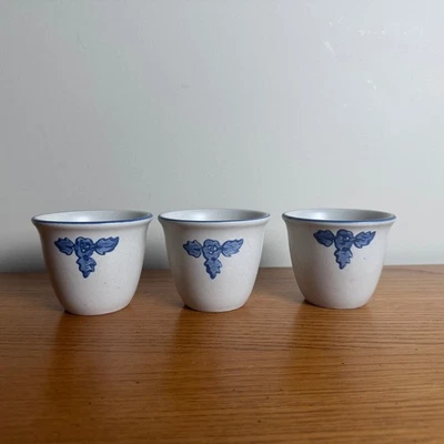 Juego de 3 tazas de gres Pfaltzgraff arte popular azul rústico granja utensilios de cocina Foto 1 de 4