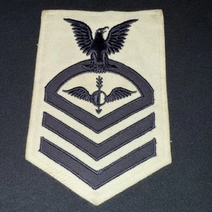Early WW2 USN Aerographer's Mate Chief Petty Officer Rate White Twill Patch - Picture 1 of 9