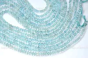 16 Inch Strand AAA+ 100% Genuine Aquamarine Faceted Rondelles Beads Size-3-3.5mm - Picture 1 of 5