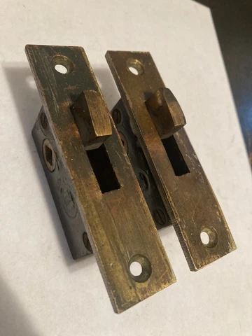 2 OLD RHC ARTS CRAFT DECO VICTORIAN CAST BRASS 4 1/8 x 1" FACE DOOR MORTISE LOCK Cover