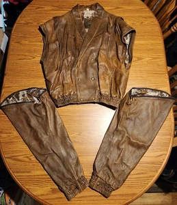 Italian Designer Soft Brown Leather Jacket/Vest Sz XL, Zip- Out Sleeves, EUC - Picture 1 of 15