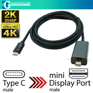 USB-C USB 3.1 Type C to Mini DisplayPort DP Male Cable 4K@60Hz 1.8m MacBook - Picture 1 of 10