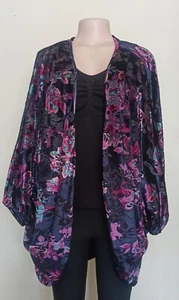 Chelsea & Theodore Damen Samt vorne offen Blumenmuster Kimono Größe 1X - Bild 1 von 4