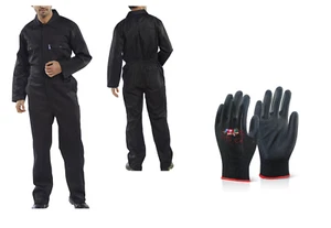 Mono combinado de trabajo negro 46-66 combinado de taller incl. guantes de trabajo - Imagen 1 de 2