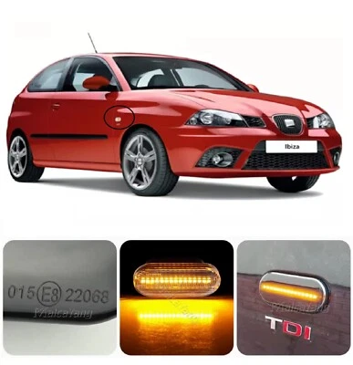 FRECCE LATERALI a LED DINAMICHE PROGRESSIVE per SEAT IBIZA 6L CANBUS TRASPARENTI - Immagine 1 di 4