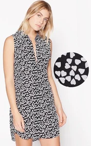 Vestido Camisa EQUIPMENT Sin Mangas Ajustado Firma Seda Estampado Corazón Talla XS - Imagen 1 de 6