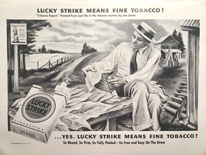 Lucky Strike Fine Tobacco Expert Buyer Field Leaf Cabin anuncio impreso vintage 1943 - Imagen 1 de 2
